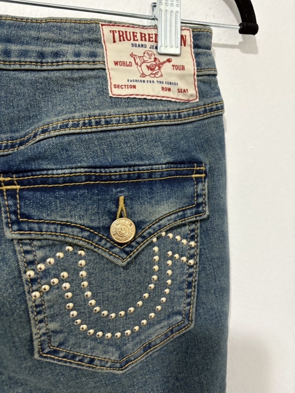 NWT True Religion Jennie Curvy Mid Rise Super Skinny Jeans Bedazzle Size 27 Y2K - Picture 7 of 7